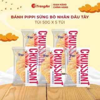 Bánh Pippi sừng bò nhân mứt dâu tây, sốt salad ăn sáng ăn xế 50g x 40 túi/thùng |Tràng An