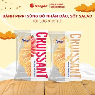 Bánh Pippi sừng bò nhân mứt dâu tây, sốt salad ăn sáng ăn xế 50g x 40 túi/thùng |Tràng An