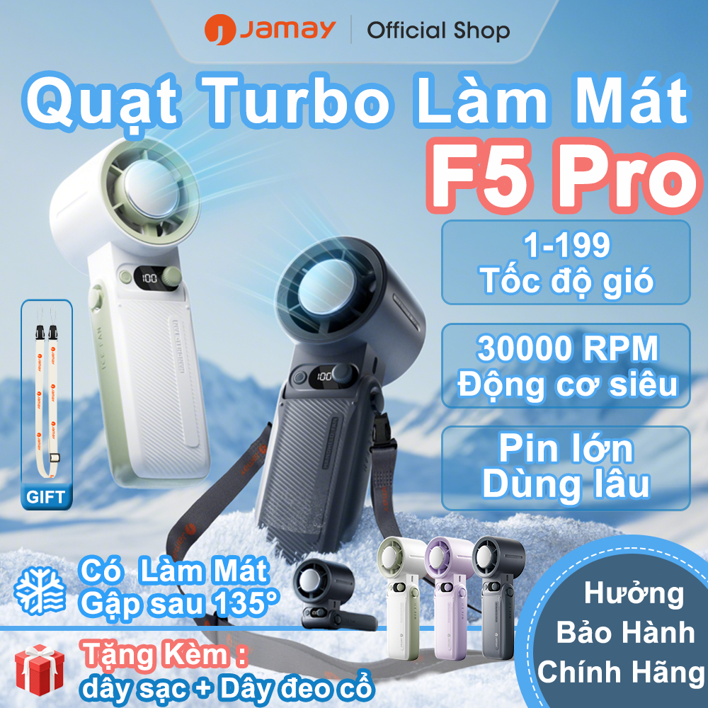 JAMAY Quạt cầm tay băng lạnh có Sò lạnh quạt Turbo 199 tốc độ gió	Pin lớn có thể sạc lại không ồn làm mát F5PRO C | BigBuy360 - bigbuy360.vn