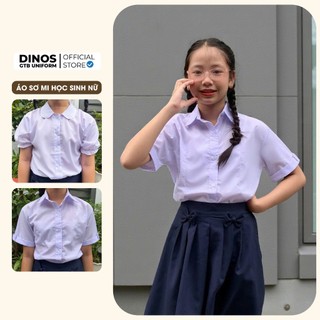 Áo Sơ Mi Học Sinh Trắng DINOS GTB Áo Ngắn Tay, Vải Kate Ít Nhăn, Đủ Size Nam Nữ Đồng Phục Học Sinh