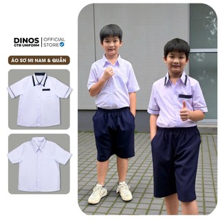 Áo Sơ Mi Học Sinh Trắng DINOS GTB Áo Ngắn Tay, Vải Kate Ít Nhăn, Đủ Size Nam Nữ Đồng Phục Học Sinh