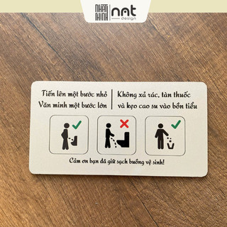 Bảng Quy Định Cùng Nhau Giữ Vệ Sinh - Biển Báo Trong Toilet, WC, Chất Liệu Alu Siêu Bền