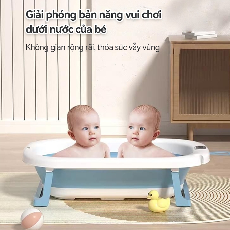 Chậu tắm gấp gọn cho bé sơ sinh MINI BEAR– Bồn tắm có nhiệt kế, thiết kế nhỏ gọn, tiện lợi