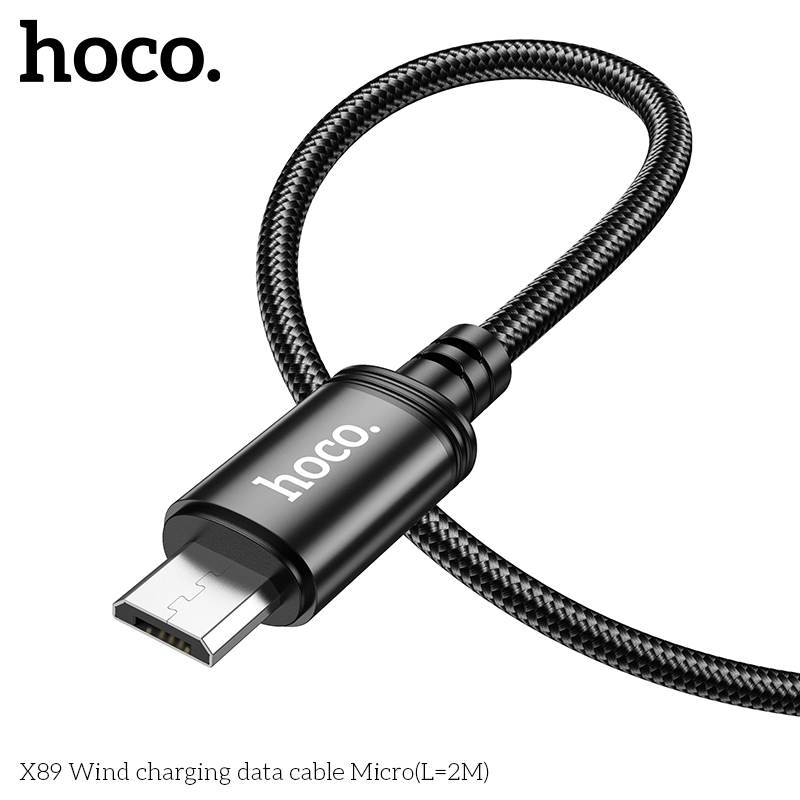 Cáp HOCO X89 Micro USB 2.4A Dây Dù Siêu Bền 2m, Chống Rối, Sạc & Data Ổn Định