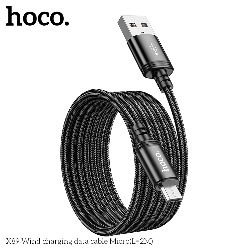 Cáp HOCO X89 Micro USB 2.4A Dây Dù Siêu Bền 2m, Chống Rối, Sạc & Data Ổn Định