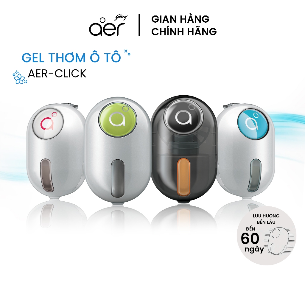 Sáp nước hoa ô tô nắp bấm Godrej Aer-Click, gắn cửa gió, click đóng mở, hương thơm cao cấp, 10g
