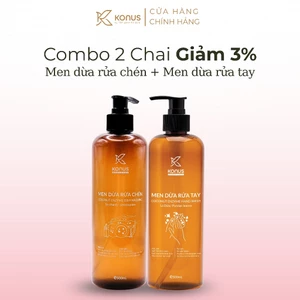 COMBO Men Dừa Rửa Chén 500ml & Men Dừa Rửa Tay 500ml Konus Làm Sạch, An Toàn Da Tay