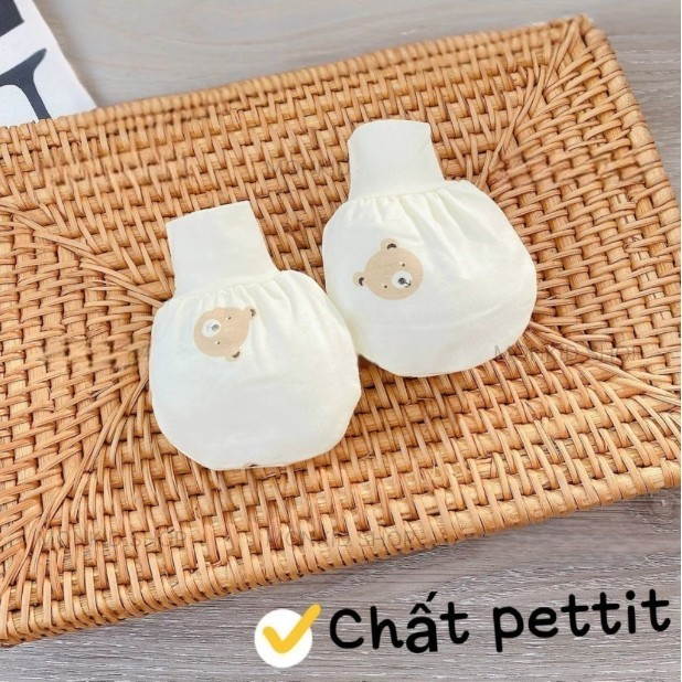 [Peinn] Set 2 Đôi Bao Tay Chất Thun Lạnh Petit Bảng Màu Kem Cho Bé Sơ Sinh 0-3 Tháng