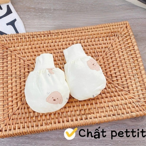 [Peinn] Set 2 Đôi Bao Tay Chất Thun Lạnh Petit Bảng Màu Kem Cho Bé Sơ Sinh 0-3 Tháng
