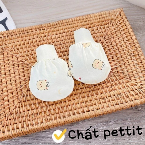 [Peinn] Set 2 Đôi Bao Tay Chất Thun Lạnh Petit Bảng Màu Kem Cho Bé Sơ Sinh 0-3 Tháng