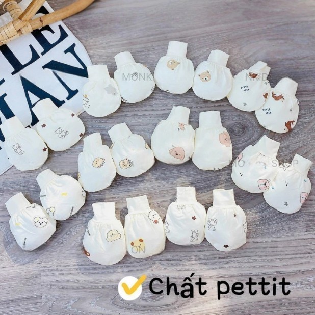 [Peinn] Set 2 Đôi Bao Tay Chất Thun Lạnh Petit Bảng Màu Kem Cho Bé Sơ Sinh 0-3 Tháng
