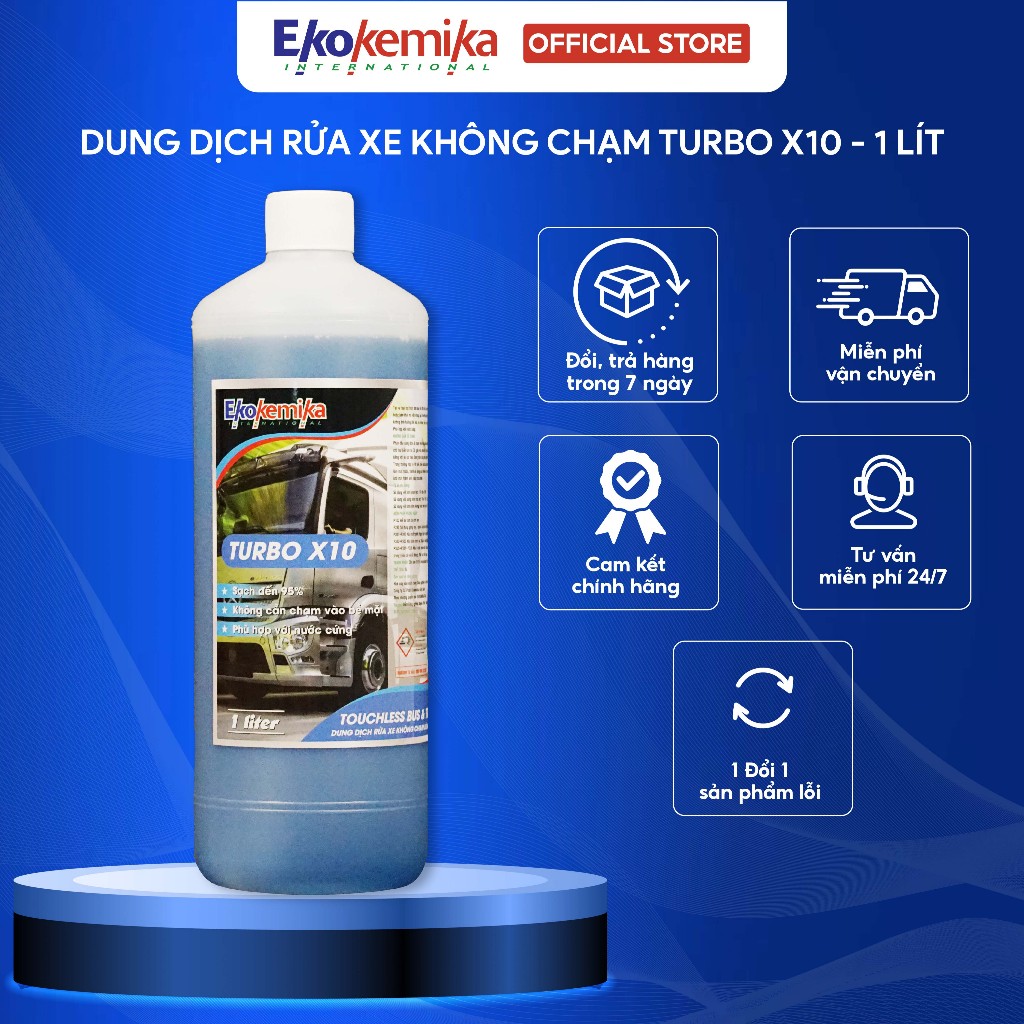 DUNG DỊCH RỬA XE TẢI, XE KHÁCH, XE CÔNG TRÌNH KHÔNG CHẠM ĐẬM ĐẶC EKOKEMIKA TURBO X10 -1L