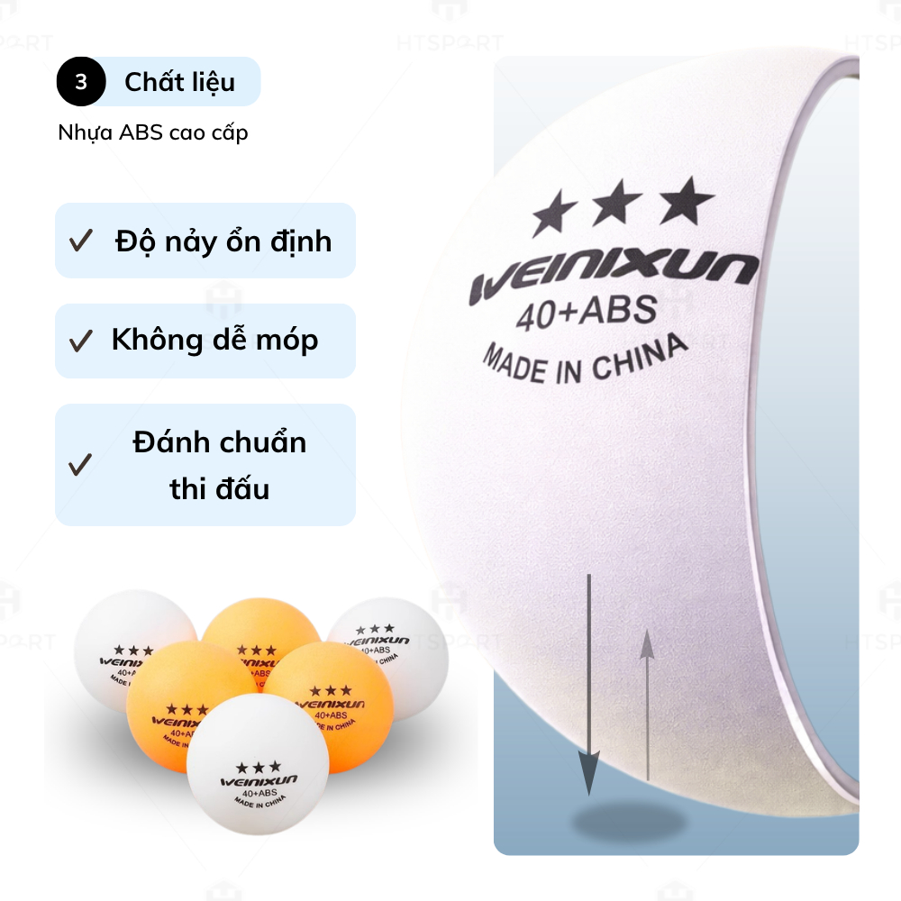 Quả Bóng Bàn WEINIXUN 2 Màu Vàng Trắng Nhựa ABS Đường Kính Chuẩn 40mm Tập Luyện Thi Đấu Giá Rẻ