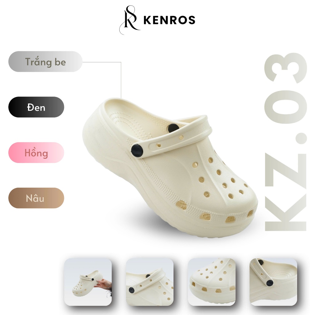 ( Tặng Charm Ngẫu Nhiên ) Dép Sục Nữ Kenros Đế Bằng, Chất Liệu Mềm Êm, Chống Trượt, Chống Nước, Phong Cách Sang Chảnh