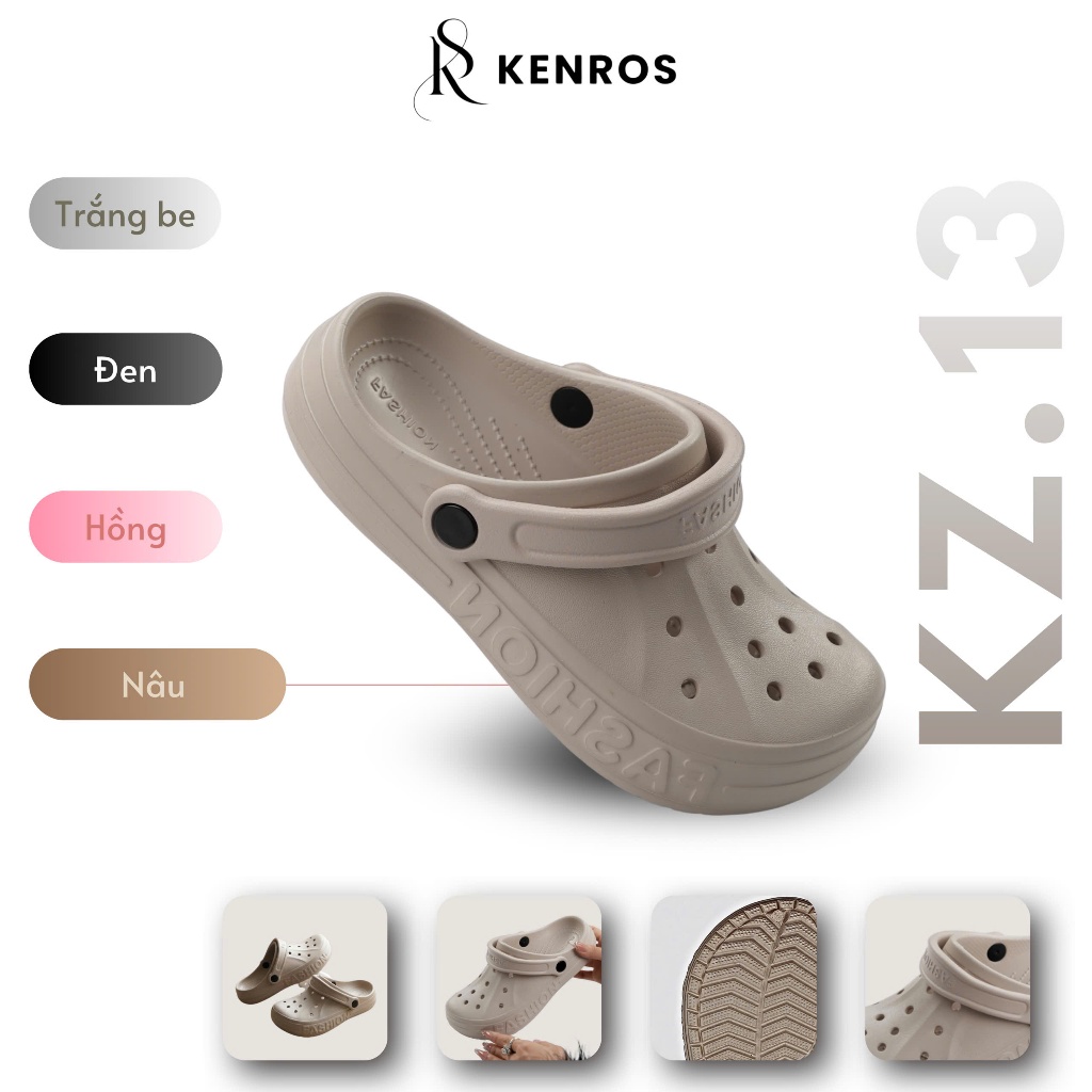 ( Tặng Charm Ngẫu Nhiên ) Dép Sục Nữ Đế Bằng Kenros, Đế Bằng Cực Êm, Form Dép Chuẩn Size, Phong Cách Trẻ Trung