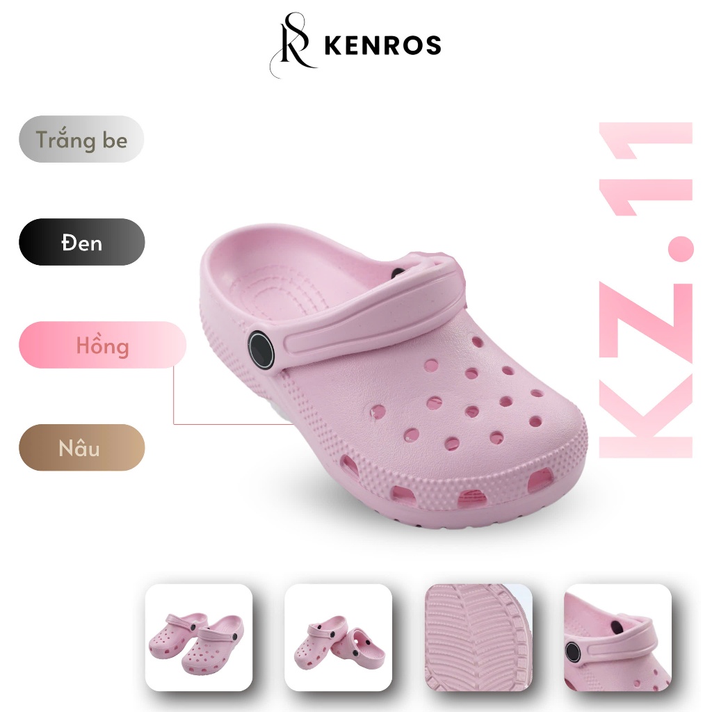 ( Tặng Charm Ngẫu Nhiên ) Dép Sục Nữ Đế Bằng Kenros, Đế Bằng Cực Êm, Form Dép Chuẩn Size, Phong Cách Trẻ Trung