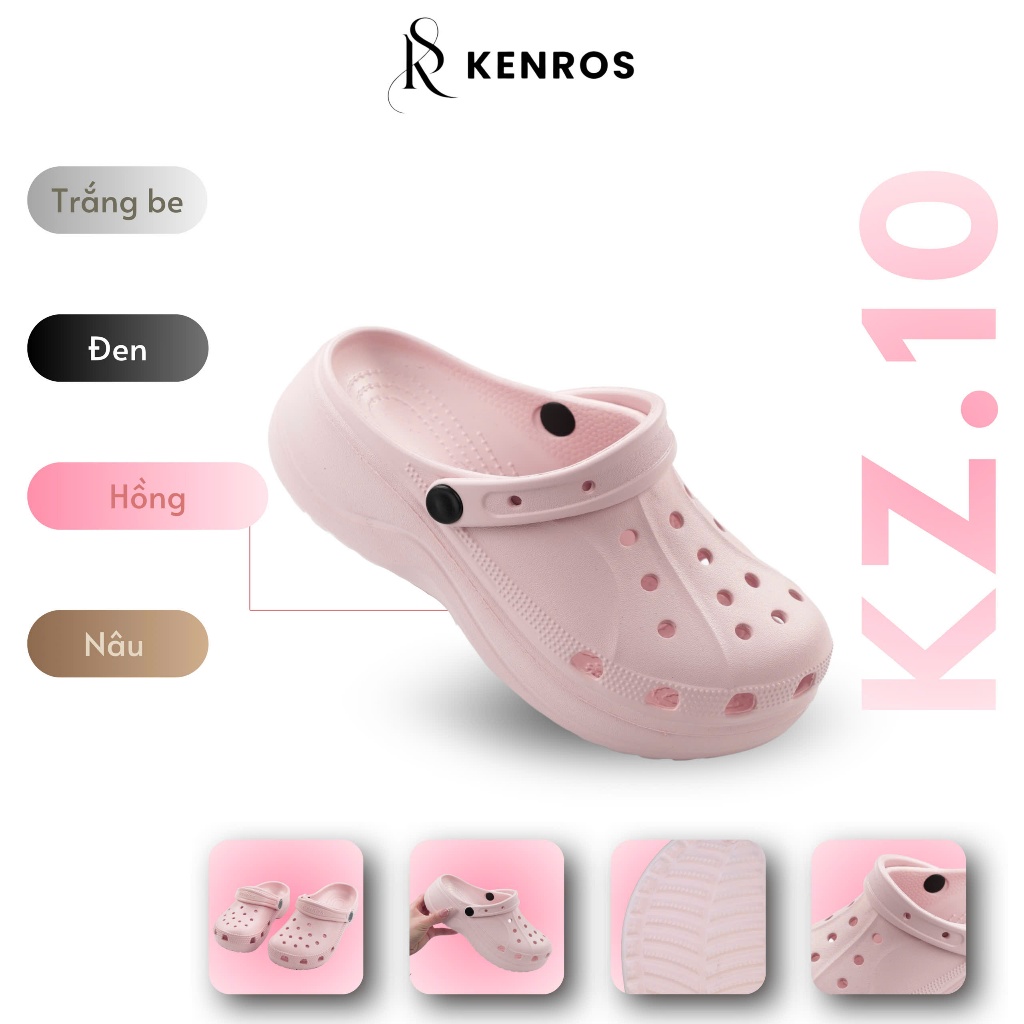 ( Tặng Charm Ngẫu Nhiên ) Dép Sục Nữ Kenros Đế Bằng, Chất Liệu Mềm Êm, Chống Trượt, Chống Nước, Phong Cách Sang Chảnh