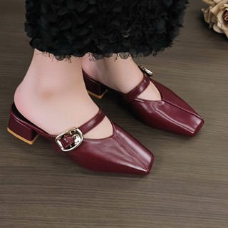 Dép Sục Nữ cao 3P và 5P Mũi Vuông Đế Vuông Tỉ mỉ Sắc sảo Lấp lánh Giày Bánh Bèo mã Depsuckhoagold
