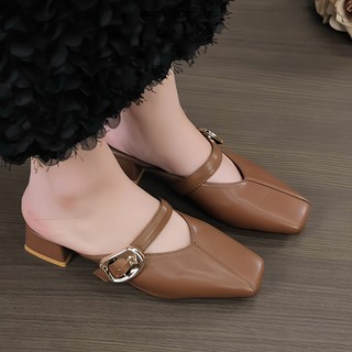 Dép Sục Nữ cao 3P và 5P Mũi Vuông Đế Vuông Cá tính Năng động Phá cách Giày Bánh Bèo mã Depsuckhoagold