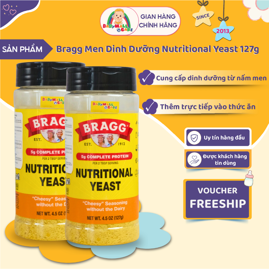 Men Dinh Dưỡng Cao Cấp Bragg Nutritional Yeast 127g Ăn Chay - Ăn Kiêng