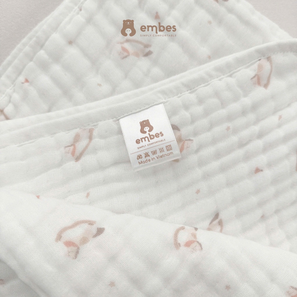 Khăn Đa Năng Embes, Khăn Đa Năng 6 Lớp In Họa Tiết Sợi Bamboo Kháng Khuẩn Thấm Hút Cho Bé (110X110)