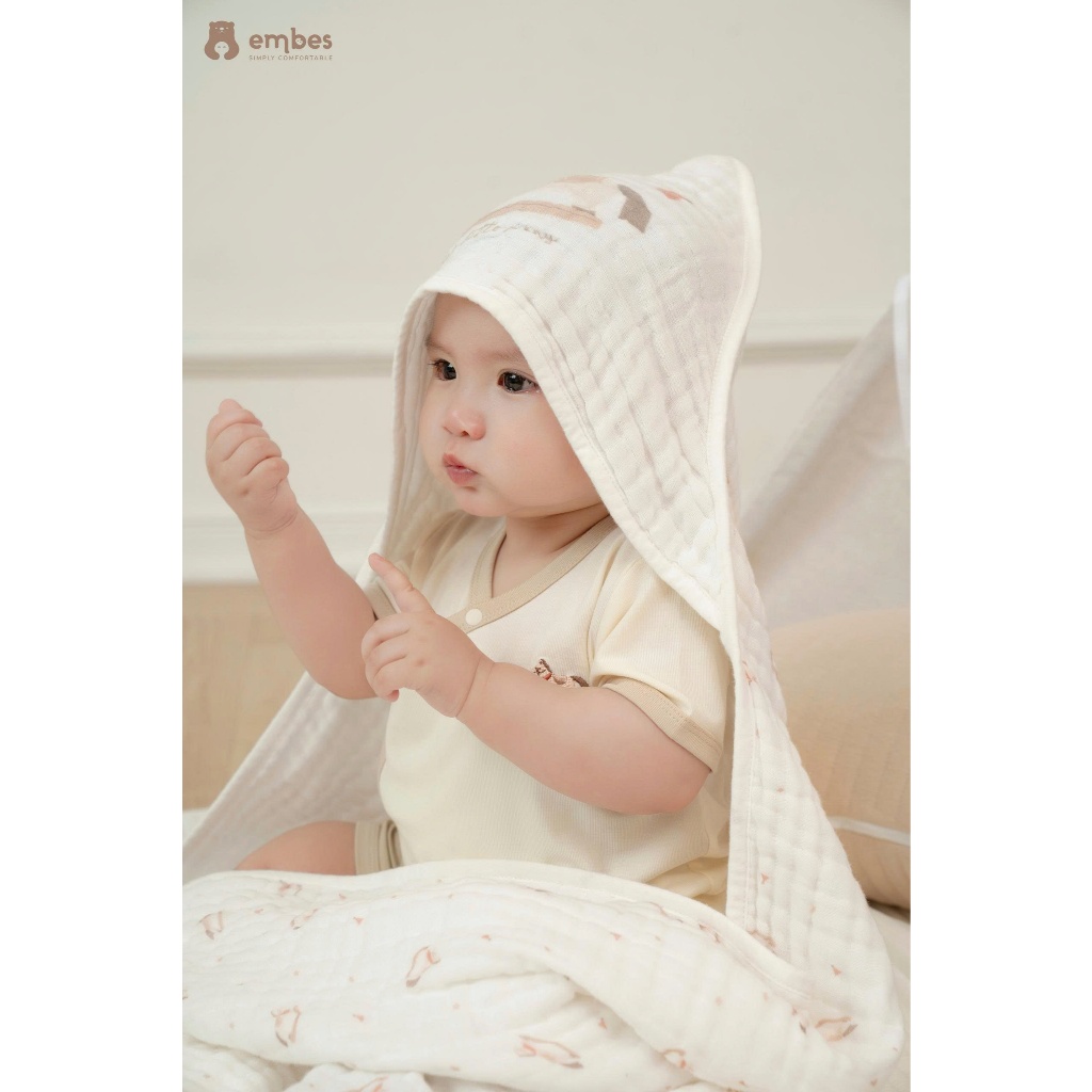 Khăn Đa Năng Embes, Khăn Đa Năng 6 Lớp In Họa Tiết Sợi Bamboo Kháng Khuẩn Thấm Hút Cho Bé (110X110)
