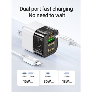 Bộ sạc nhanh 2 cổng Hoco DM-C3 kèm cáp TypeC to TypeC PD 30W và USB QC3.0 18W