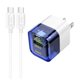 Bộ sạc nhanh 2 cổng Hoco DM-C3 kèm cáp TypeC to TypeC PD 30W và USB QC3.0 18W