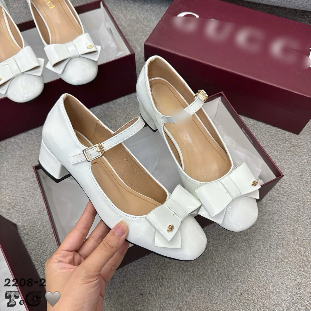 guốc "" nơ chất da bóng
