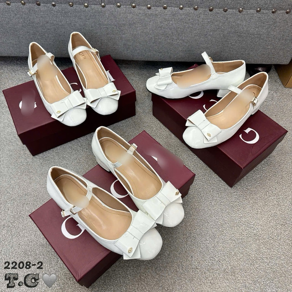 guốc "" nơ chất da bóng