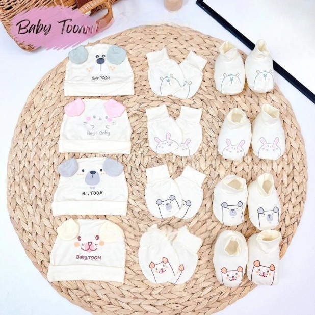 [Peinn] [BẢNG KEM] Mũ, Bao Tay, Bao Chân Baby Tom Chất Thun Lạnh Petit Cao Cấp Cho Bé Sơ Sinh 0-3 Tháng