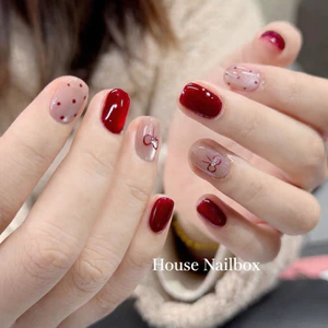Nailbox [ Mã Đ38] Mẫu nail vuông ngắn đỏ rượu mix mắt mèo vừa cá tính vừa ngọt ngào