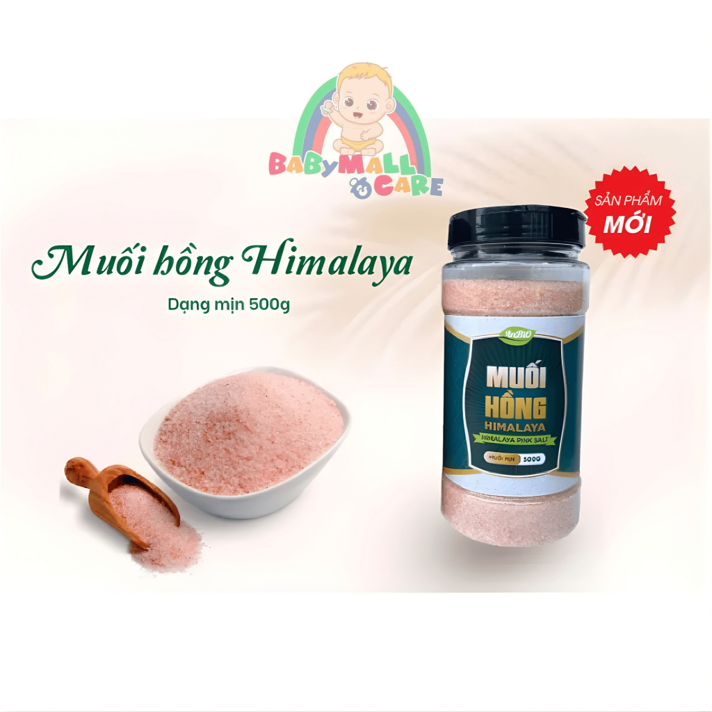 Muối Hồng Himalaya Anbio 500G Dạng Hạt Thô & Mịn Dùng Làm Gia Vị Nấu Ăn, Ngâm, Tắm | Babymall & Care