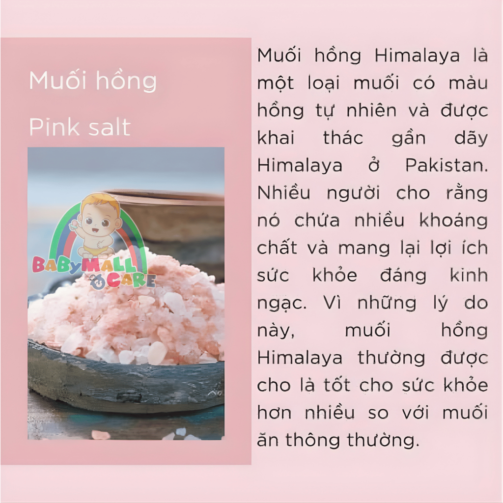 Muối Hồng Himalaya Anbio 500G Dạng Hạt Thô & Mịn Dùng Làm Gia Vị Nấu Ăn, Ngâm, Tắm | Babymall & Care
