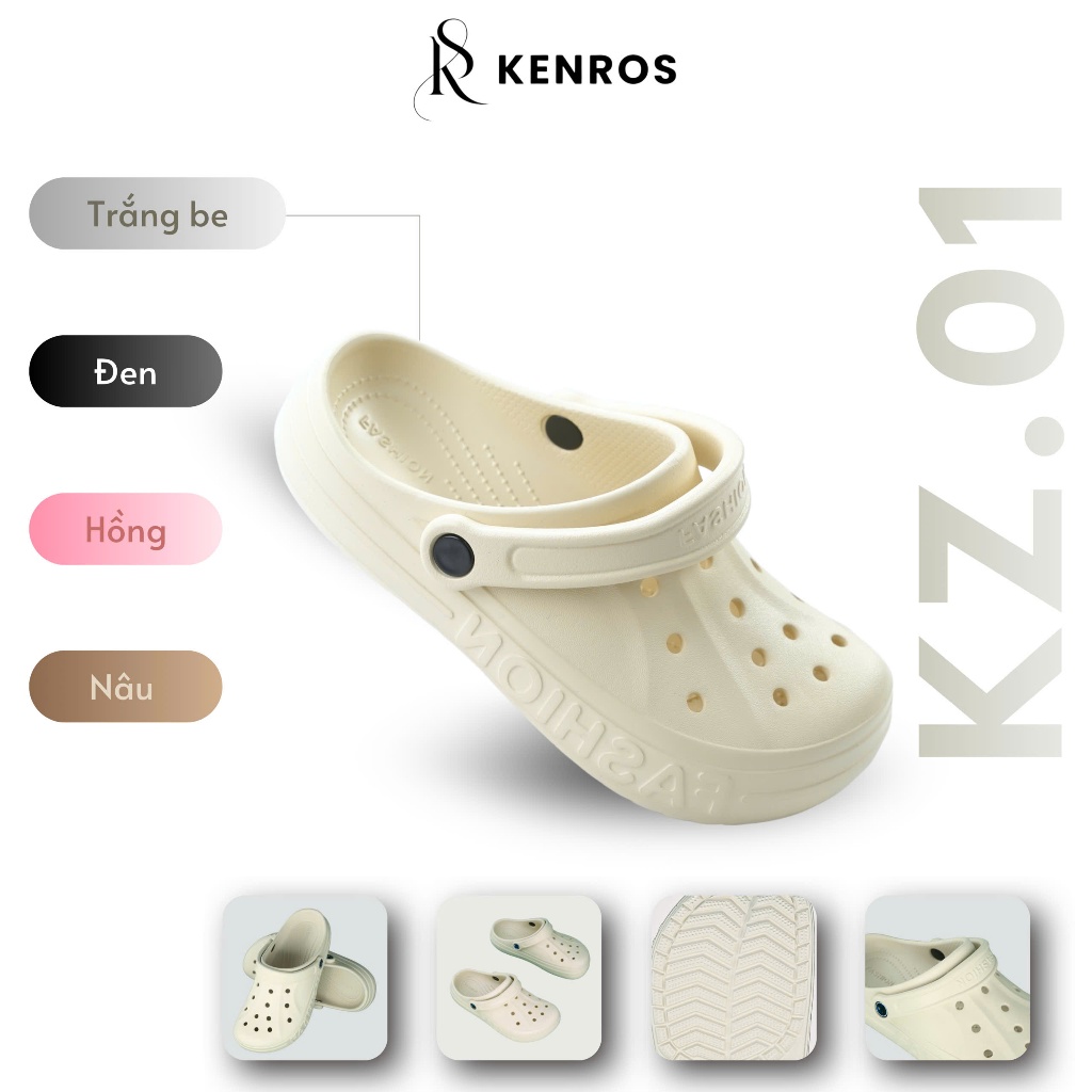 ( Tặng Charm Ngẫu Nhiên ) Dép Sục Nữ Đế Bằng Kenros, Đế Bằng Cực Êm, Form Dép Chuẩn Size, Phong Cách Trẻ Trung