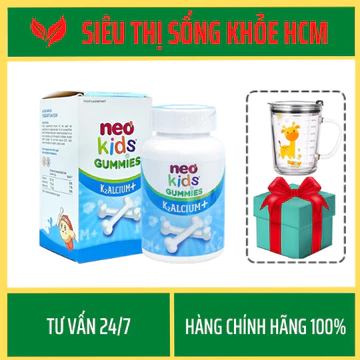 [COMBO 2 HỘP] Gummies Canxi Neo Kids - Kẹo Canxi Cho Bé Vị Sữa Chua Bổ Sung Canxi, D3 Cho Trẻ