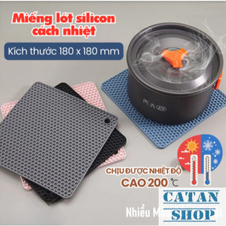 Lót Nồi Silicon Cách Nhiệt 18cm Lót Nồi Tổ Ong Chống Trượt Decor Bàn Ăn Chịu Nhiệt Tốt Nhiều Màu Sắc