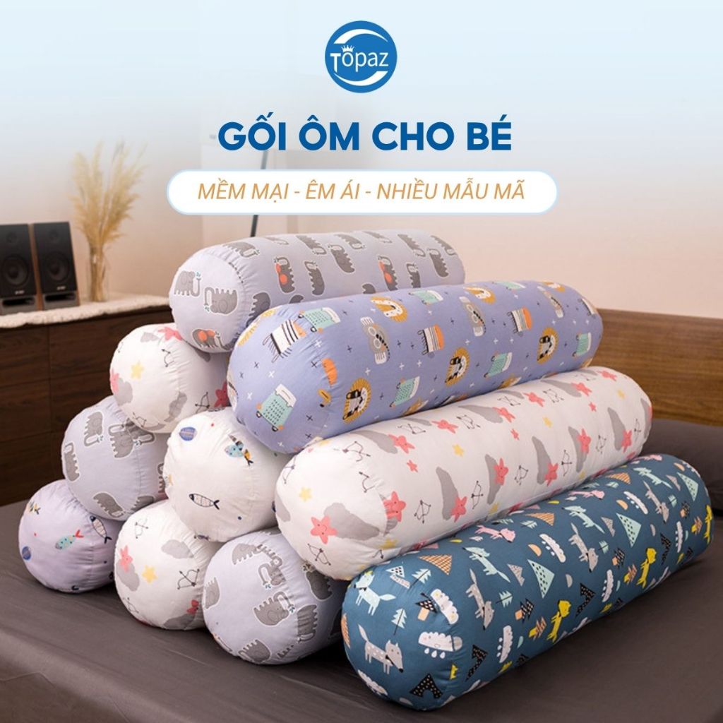 Gối ôm cho bé chất vải cotton bông microfiber cao cấp chính hãng TOPAZ đảm bảo giấc ngủ ngon cho bé giao mẫu ngẫu nhiên