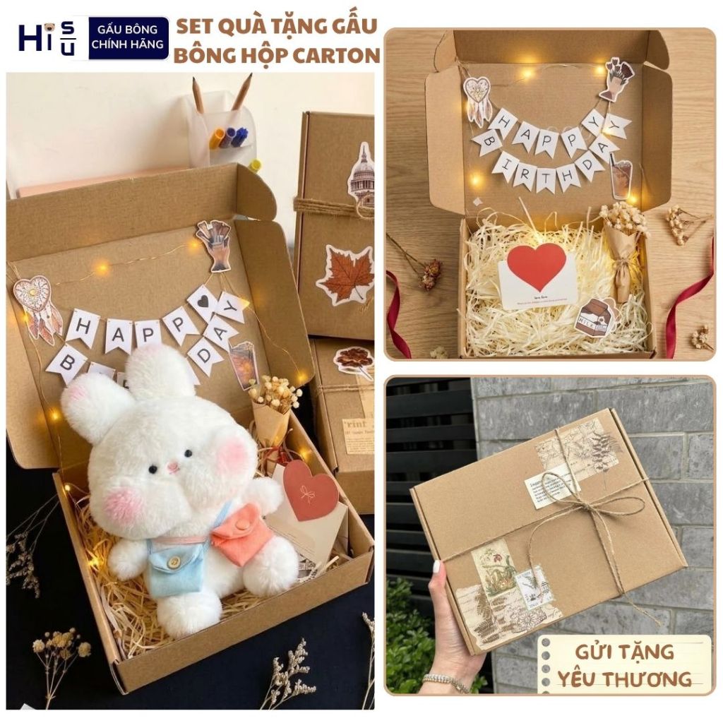 Set Quà Tặng Gấu Bông Hộp Carton, Hộp Quà Tặng Gấu Bông Kraft Cao Cấp Làm Quà Tặng Ý Nghĩa Cho Bạn Trai,Bạn Gái
