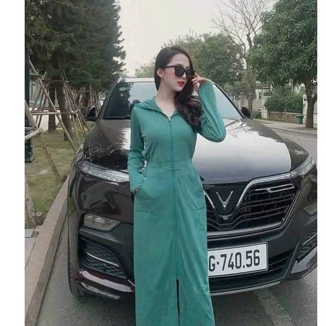 ( Vay Nắng Xẻ Sau) Aó Khoác Chống Nắng Toàn Thân , Dáng Dài ,Thông Hơi Co Giãn Thoáng Mát