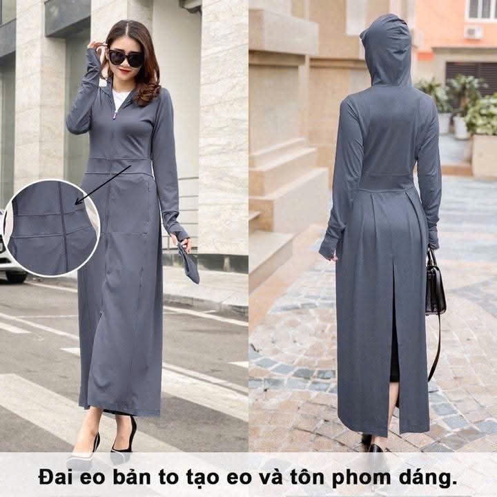 ( Vay Nắng Xẻ Sau) Aó Khoác Chống Nắng Toàn Thân , Dáng Dài ,Thông Hơi Co Giãn Thoáng Mát