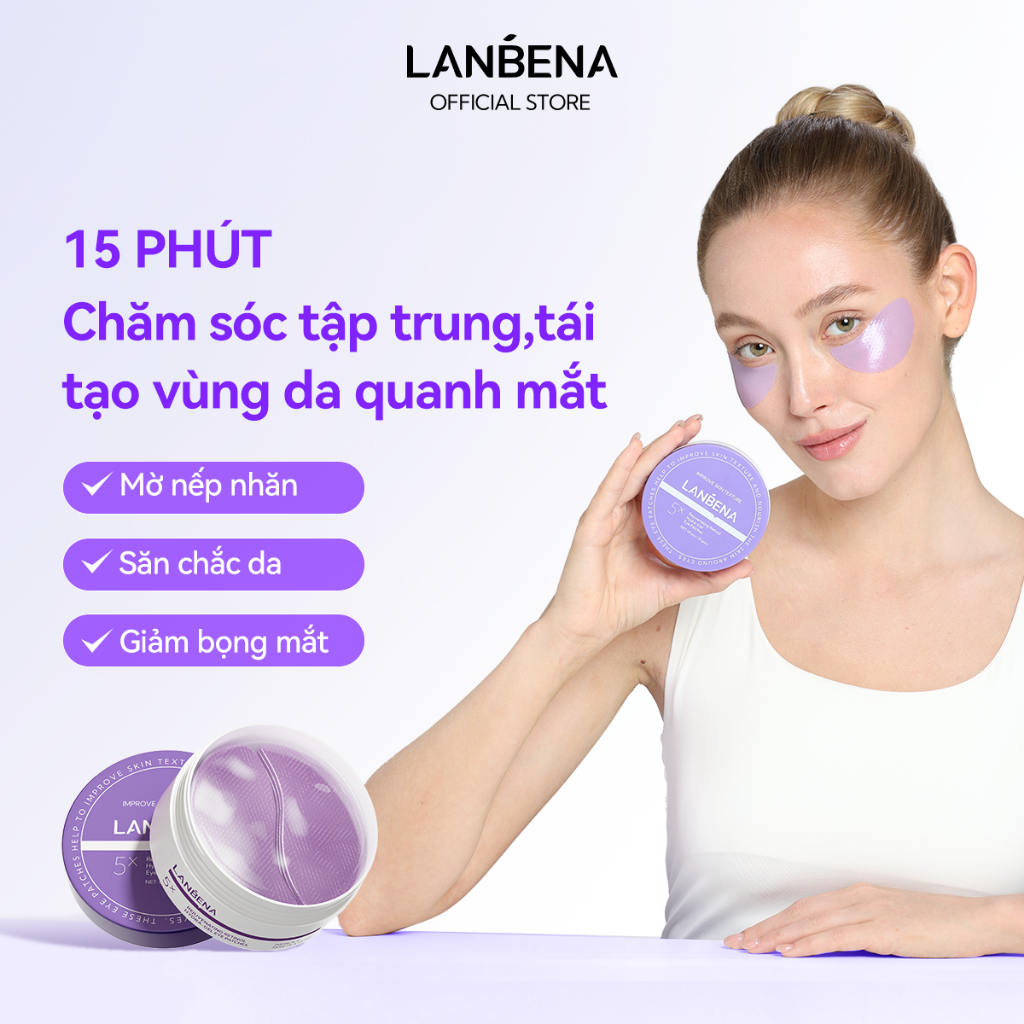 LANBENA Mặt Nạ Mắt Retinol/Vitamin C (Hộp/60 miếng) - Hỗ Trợ Trẻ Hóa, Giảm Nhăn, Làm Mờ Quầng Thâm Mắt Skincare