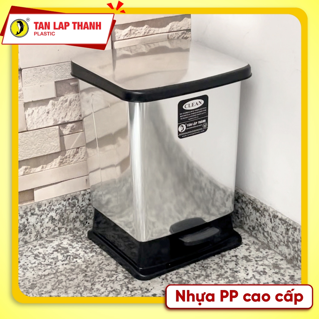 Thùng rác đạp bạc nhựa PP cao cấp Tân Lập Thành Sản phẩm chất lượng, nhà nhà thịnh vượng, bền chắc | BigBuy360 - bigbuy360.vn