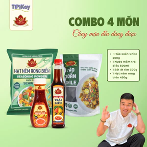 Combo Tảo Xoắn Chile 200g + Nước Mắm Trái Điều 500ml + Sốt Ớt Rim 300g + Hạt Nêm Rong Biển 450g - TiPiKay Shop