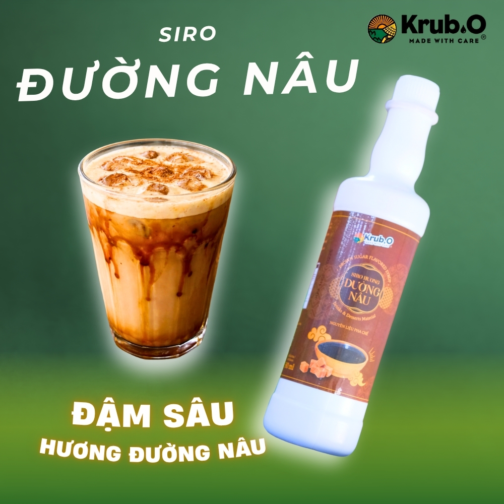 Siro Hương Đường Nâu Krub.O 580ml - Thơm Lừng Caramel, Tạo Vân Hổ Phách, Nguyên Liệu Pha Chế Chuẩn Vị