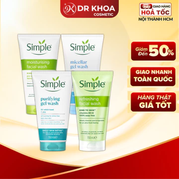 Sữa Rửa Mặt Simple Refreshing, Purifyinng Facial Wash Gel Giảm Mụn, Sạch Sâu 150ml