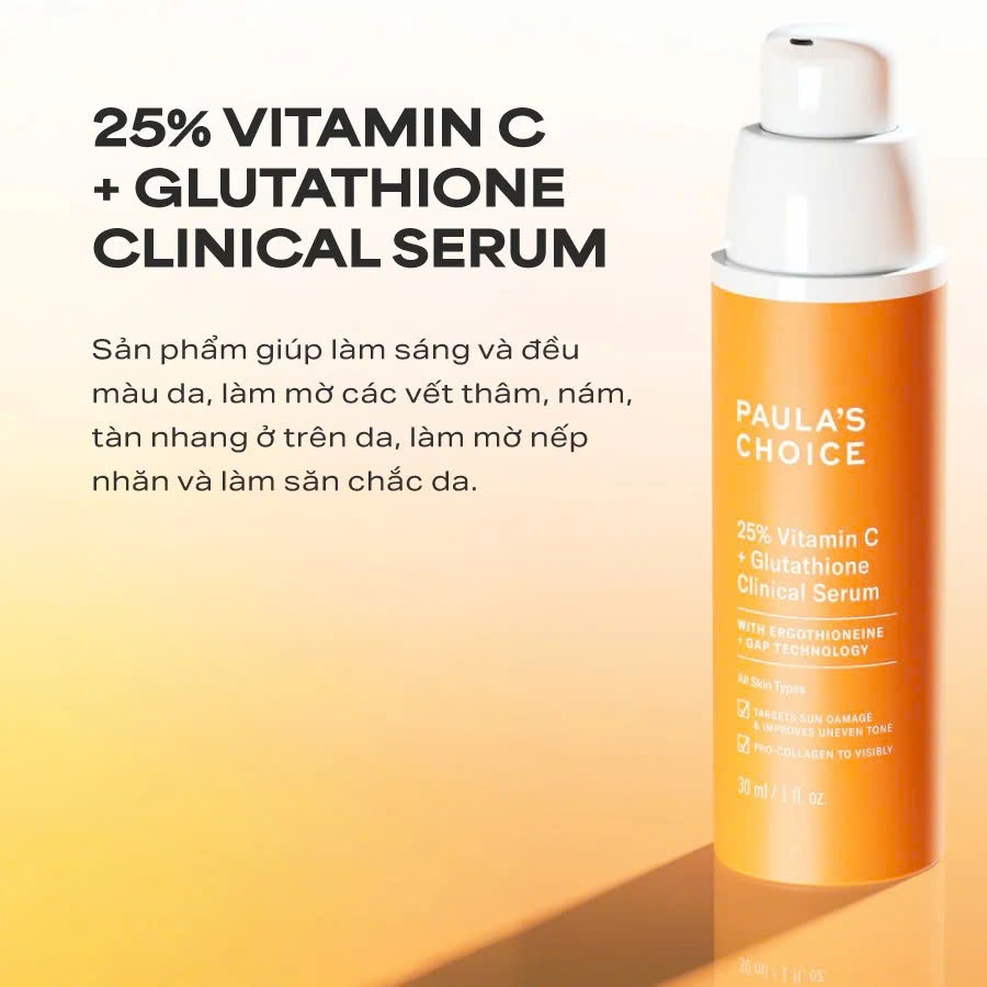 glutathione và vitamin c Tinh chất làm sáng da và mờ nám chuyên sâu với 25% Vitamin C + Glutathione  Serum