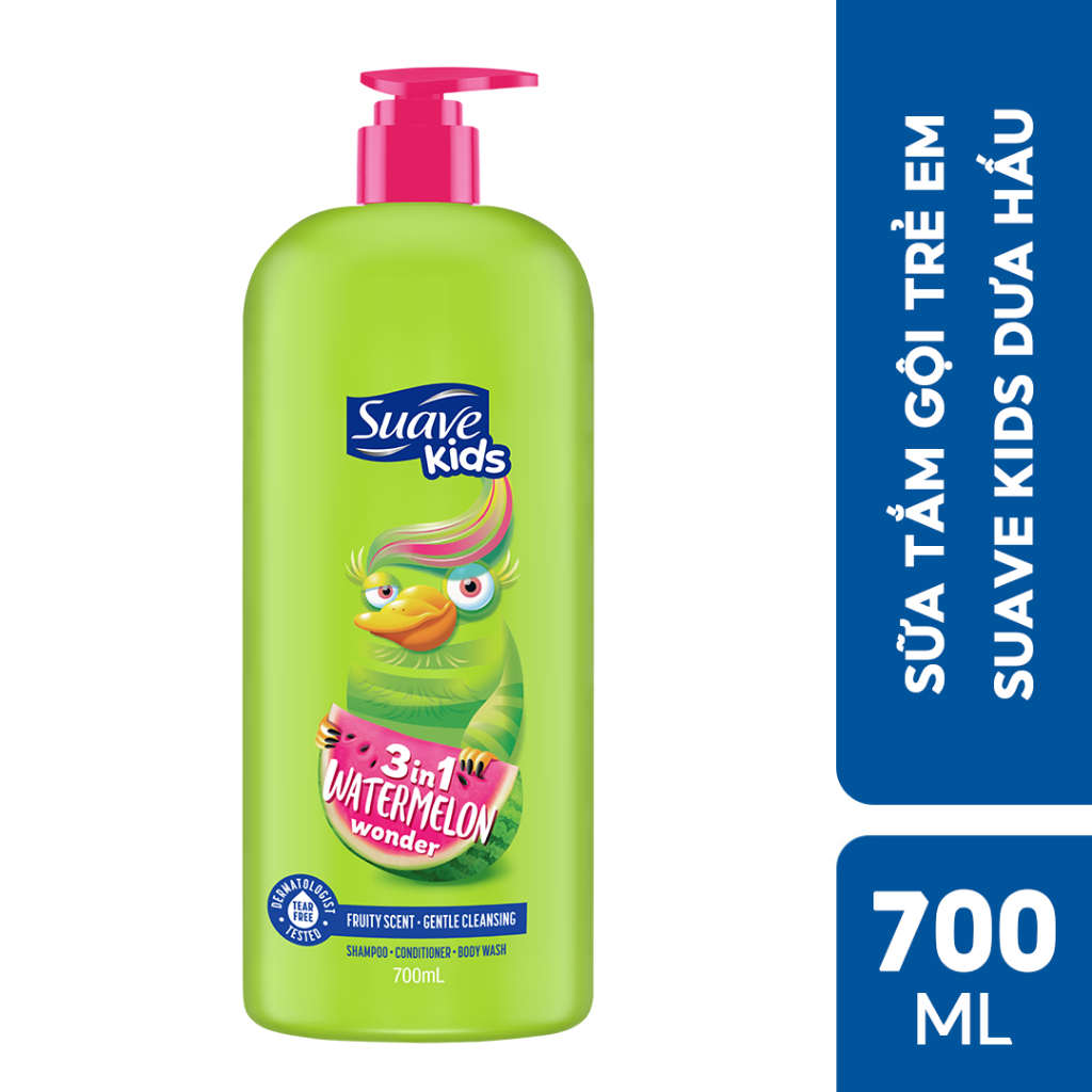Sữa tắm gội trẻ em Suave Kids 3 trong 1 700ml (Hương Táo/Dưa Hấu/Dừa)