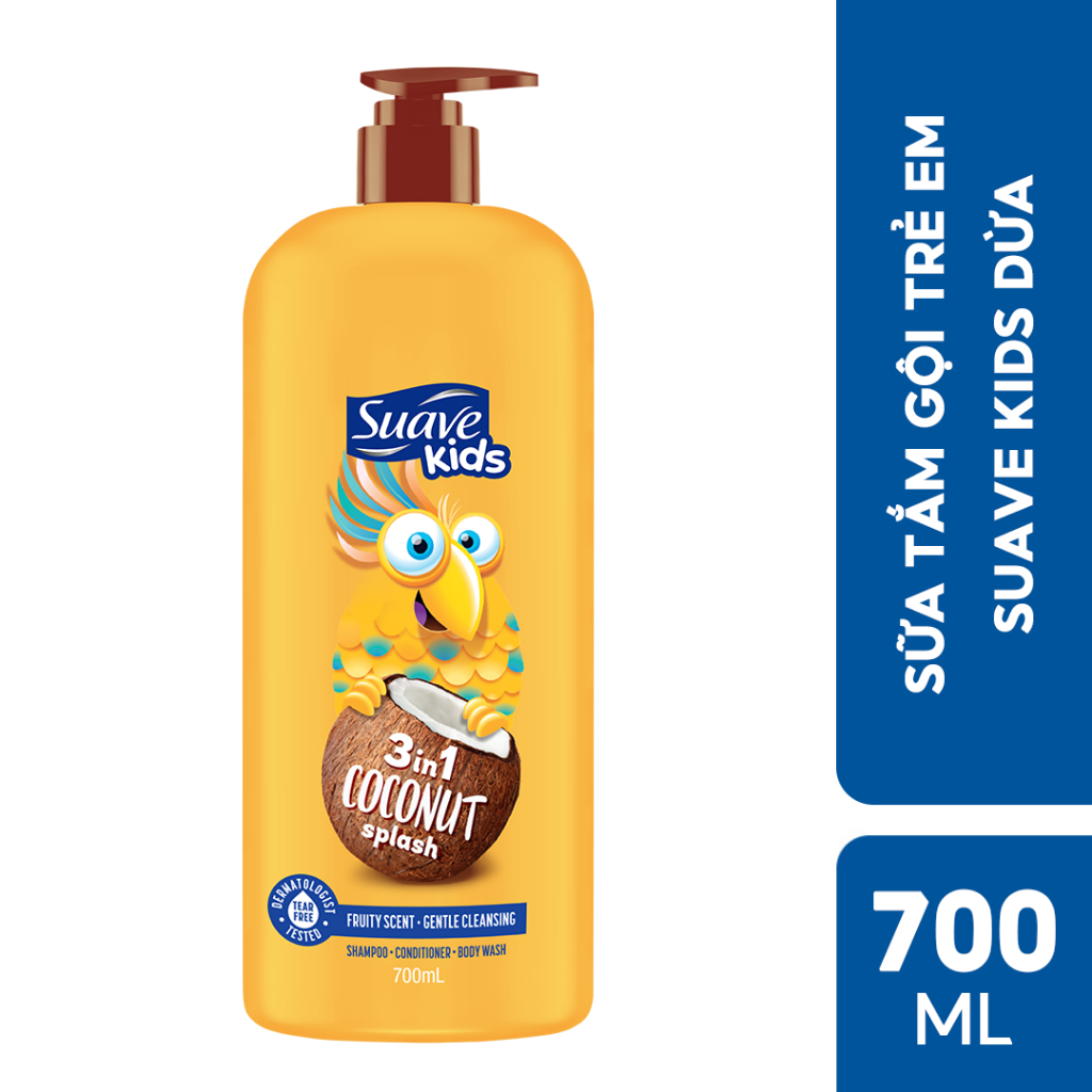 Sữa tắm gội trẻ em Suave Kids 3 trong 1 700ml (Hương Táo/Dưa Hấu/Dừa)