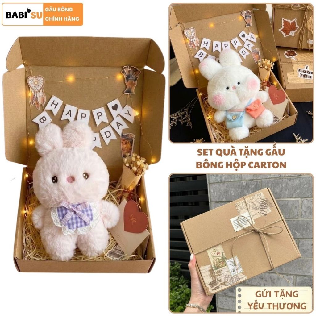 Set Quà Tặng Gấu Bông Hộp Carton Dễ Thương, Hộp Quà Tặng Thú Nhồi Bông Kraft Vingate Quà Tặng Cho Bạn Trai,Bạn Gái.Babis